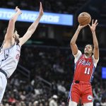 Tristan Vukčević na utakmici protiv Filadelfije (Foto: Beta/AP)